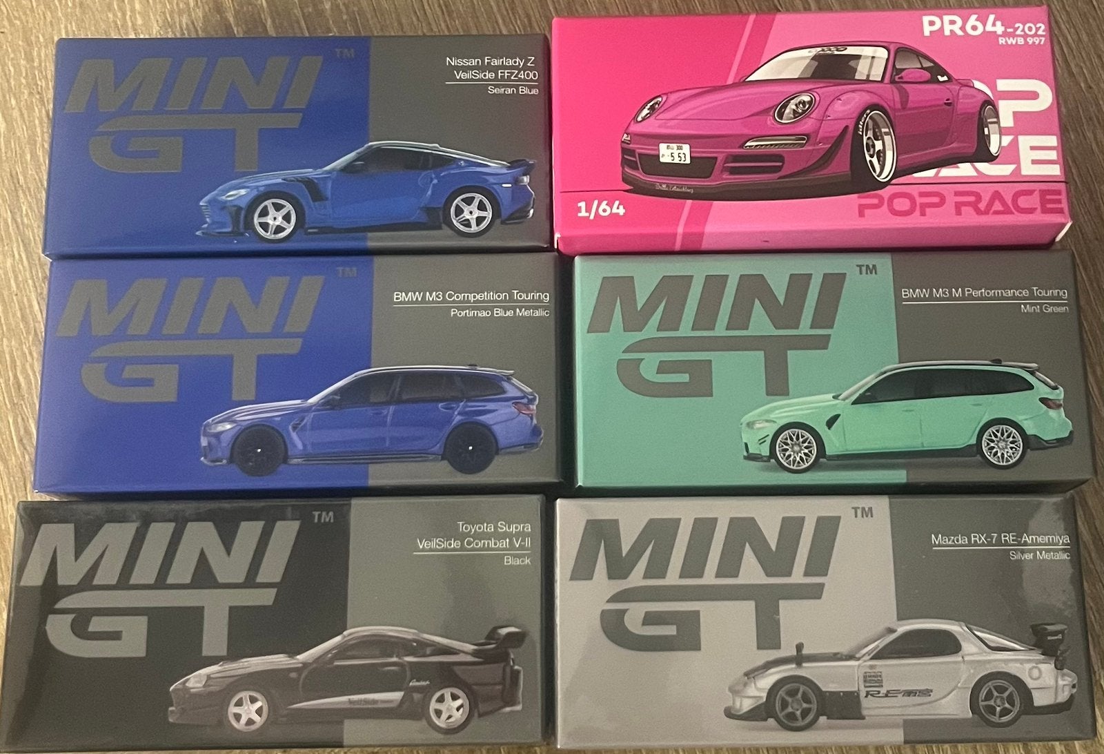 Mini GT 5x 1x poprace lot van 6 - 4 open 2 sealed, Ophalen of Verzenden
