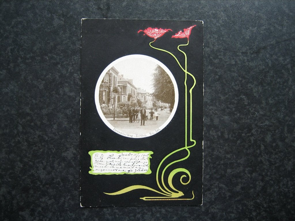 ZUTPHEN Deventerweg in nostalgisch kader, Ophalen of Verzenden, Voor 1920, Gelderland