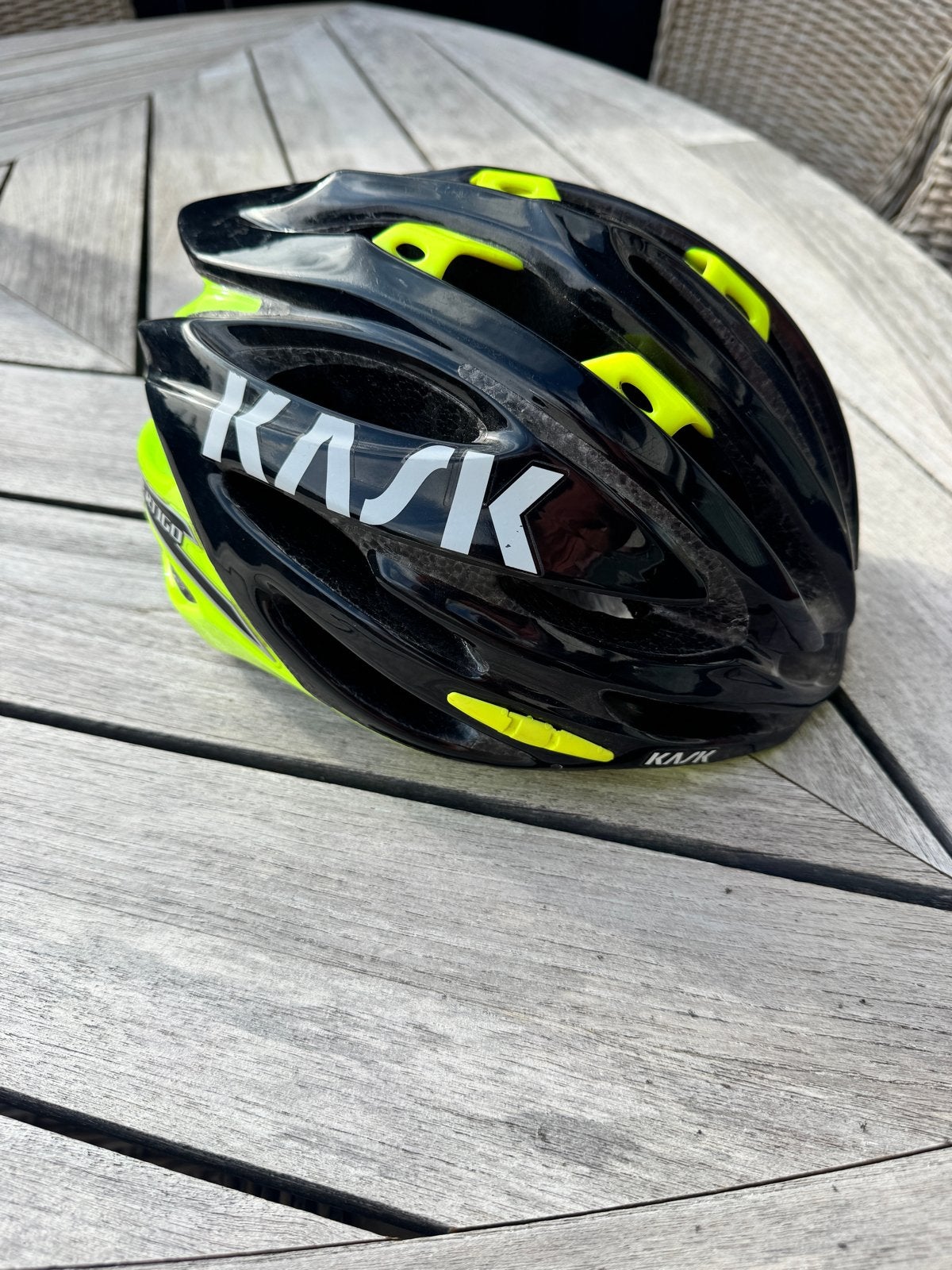 Kask Vertigo 2.0 Fietshelm - Zwart/Neon Geel - Maat 48-58cm, Ophalen of Verzenden, Gebruikt, Overige maten, Heer of Dame