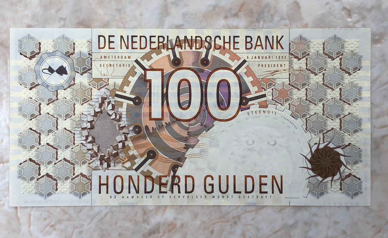 100 gulden 1992, Steenuil., Verzenden, 100 gulden, Los biljet
