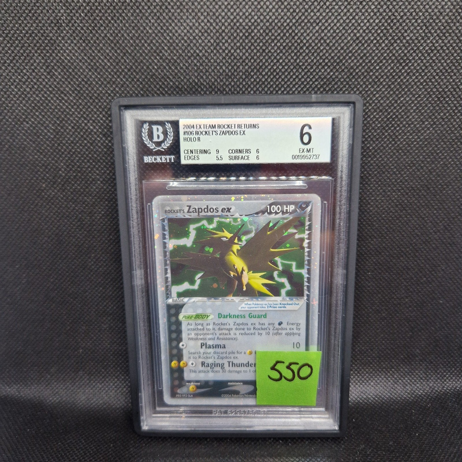 Rocket's Zapdos EX Holo Ex Team Rocket Returns BGS 6, Ophalen of Verzenden, Zo goed als nieuw