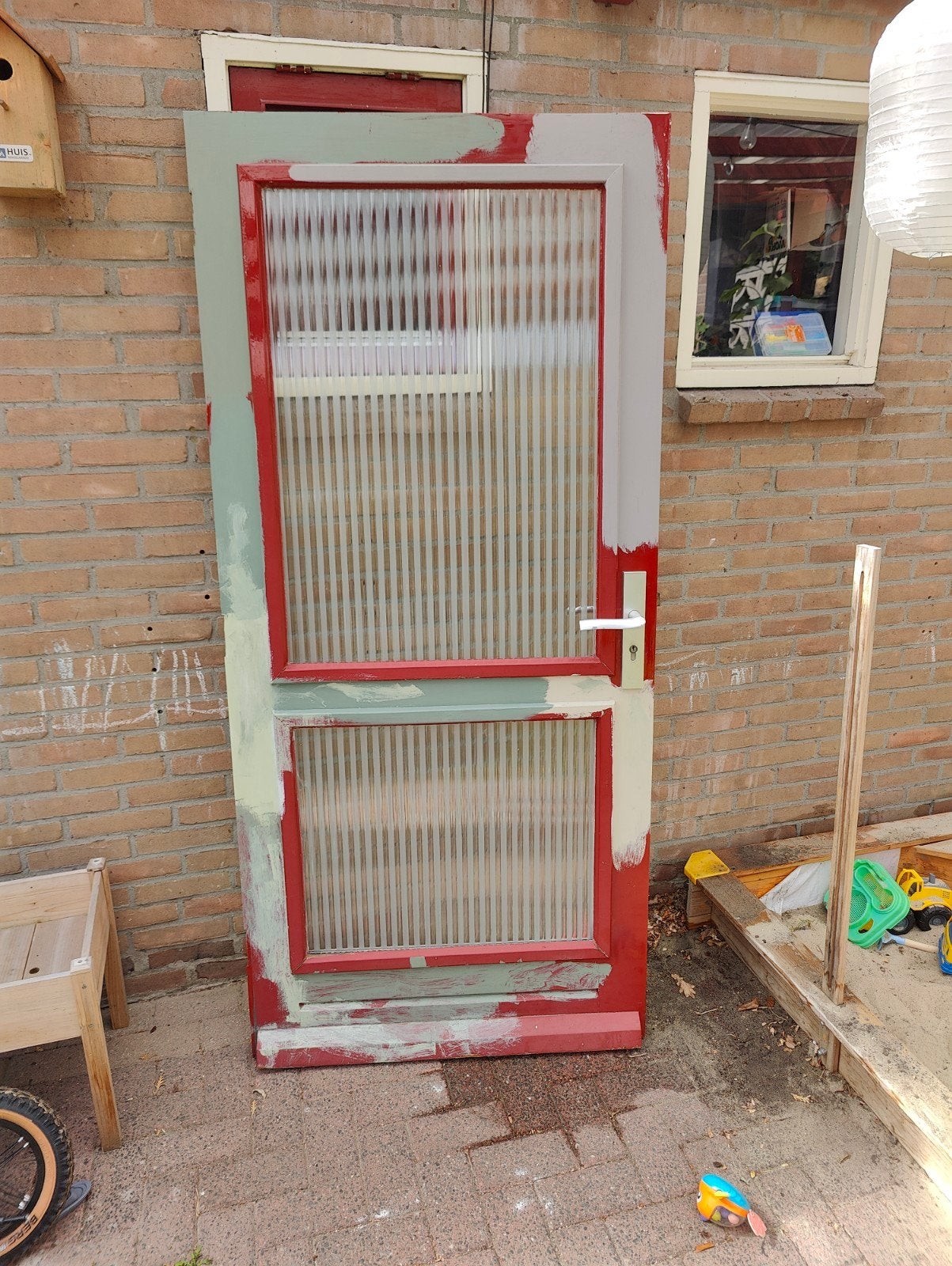 Buitendeur met glas 90,6 x 196,4 cm, Doe-het-zelf en Verbouw, Ophalen, Gebruikt, 80 tot 100 cm, Minder dan 200 cm