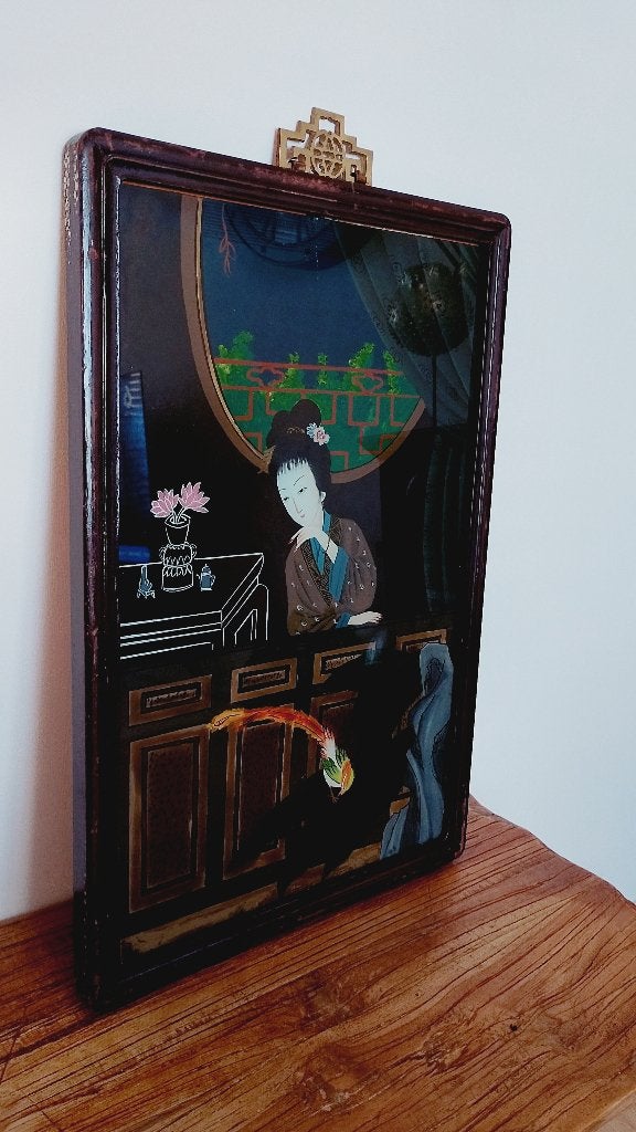 Antieke Chinese handgeschilderde schilderij 1920, Ophalen of Verzenden