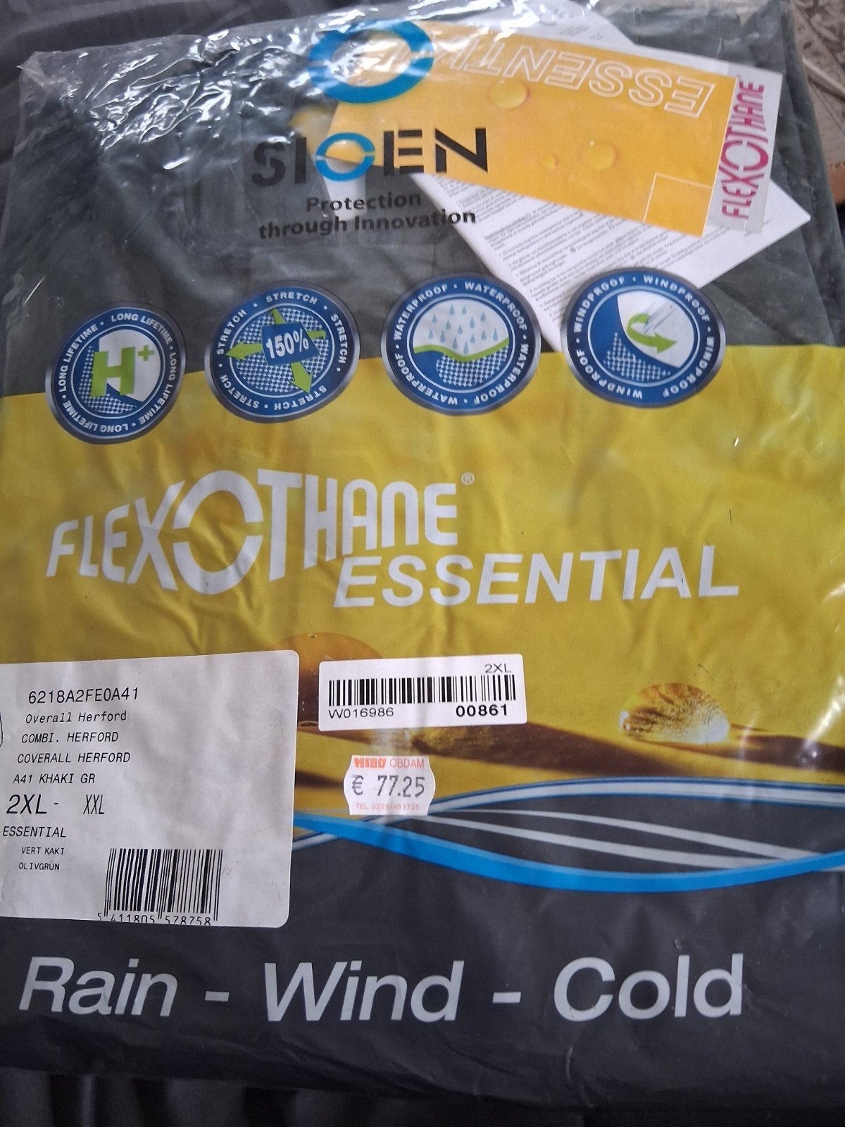 Sioen Flexothane Essential Overall Herford 2XL, Ophalen of Verzenden, Groen, Maat 56/58 (XL), Nieuw