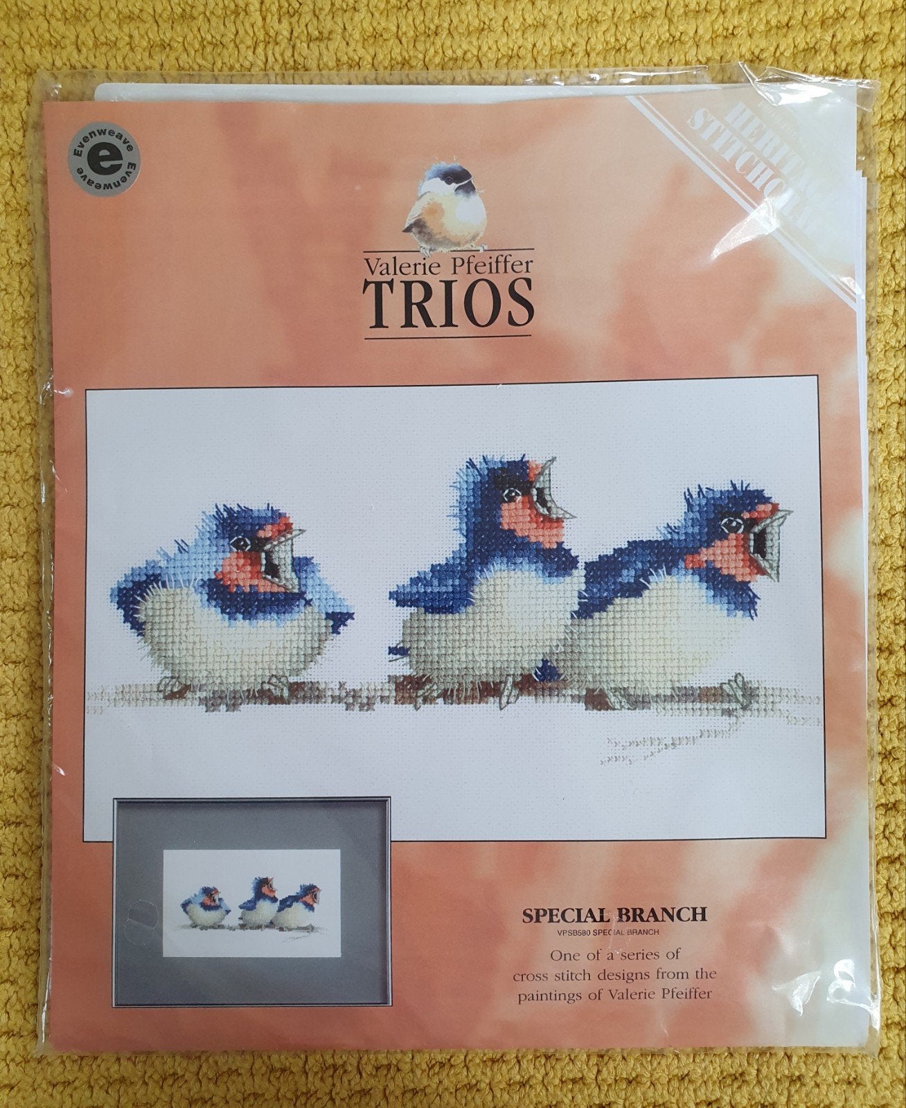nieuw! zeldzaam engels borduurpakket - baby vogeltjes op tak, Verzenden, Nieuw, Borduurpakket