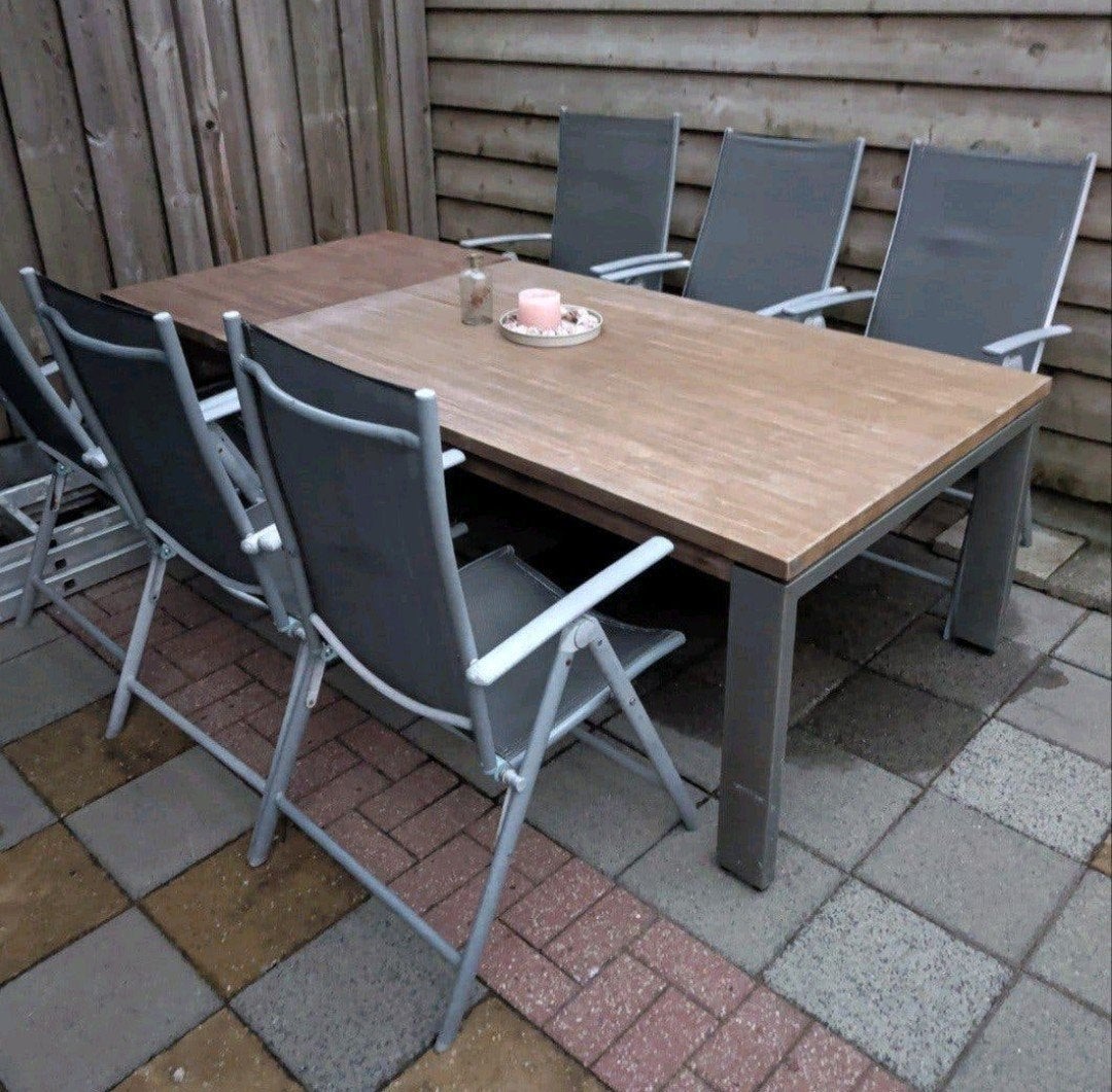 Tuinset met 6 stoelen - uitschuifbare tafel