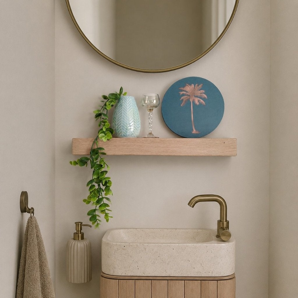 Zwevende wandplank eikenhout decoratie schap 43cm #152, Houtatelier M.Y., Info@myhoutatelier.nl, Nieuw, Ophalen of Verzenden