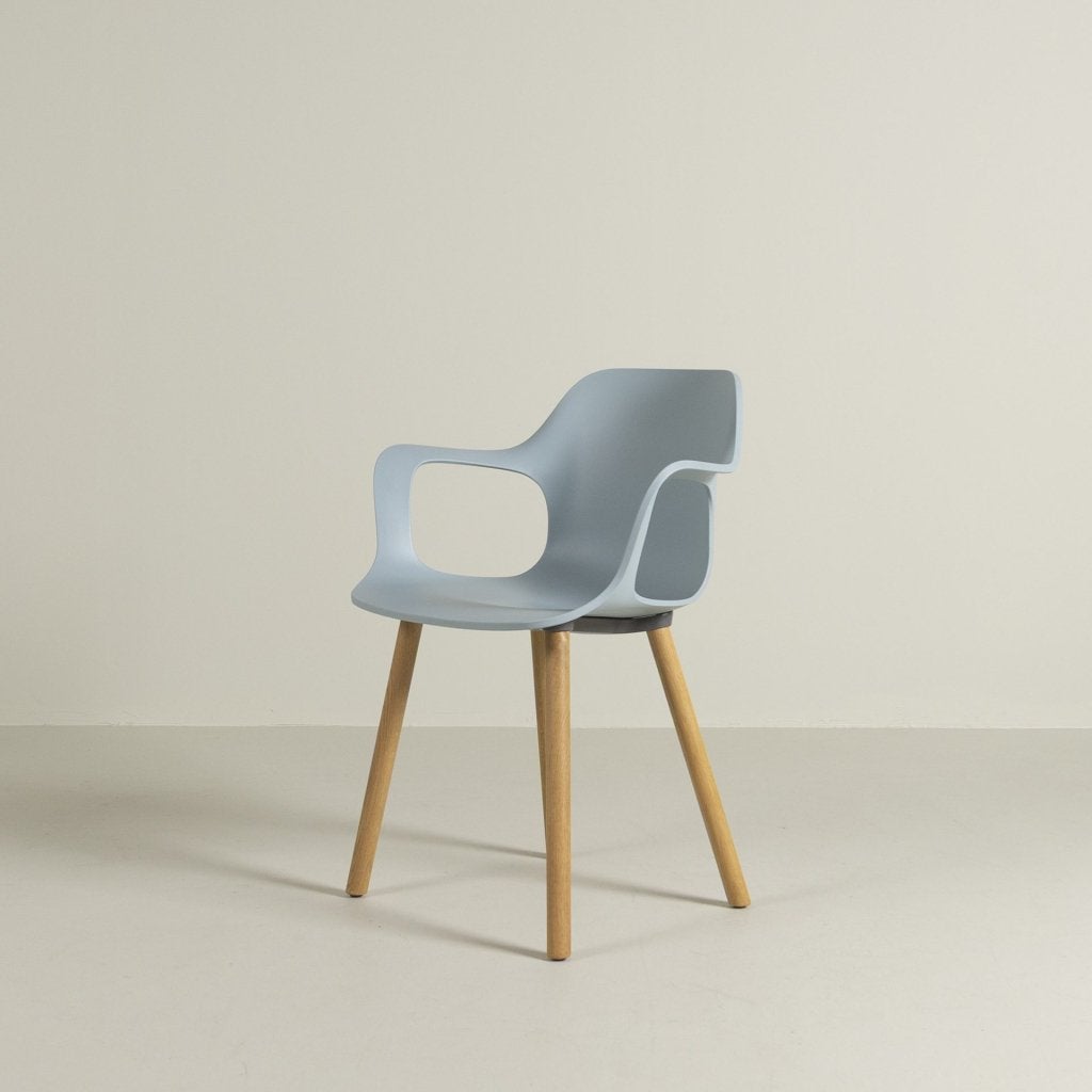 Vitra HAL Armchair Wood Stoel Lichtblauw Kunststof - Hout, Vitra, Zo goed als nieuw, Niet ingevuld, Niet ingevuld