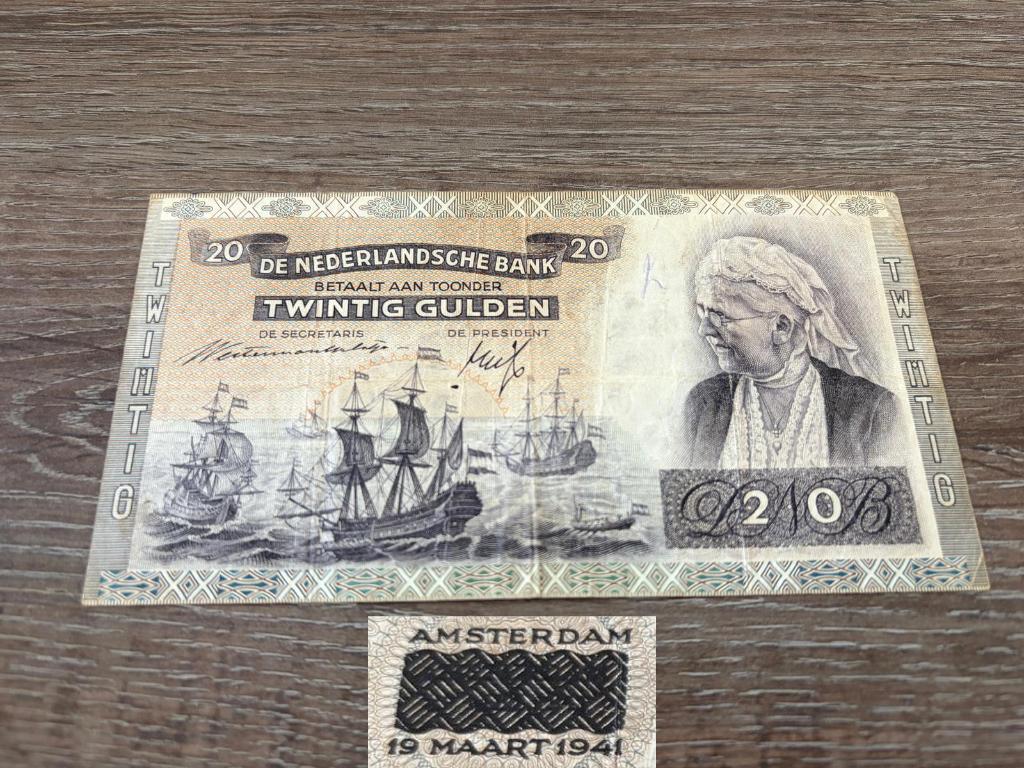 Zeldzaam overdruk biljet 20 gulden Emma, 1941, Ophalen of Verzenden, 25 gulden