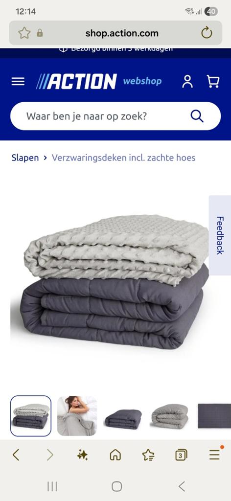 Verzwaringsdeken., Ophalen, Eenpersoons, Grijs, Deken of Dekbed
