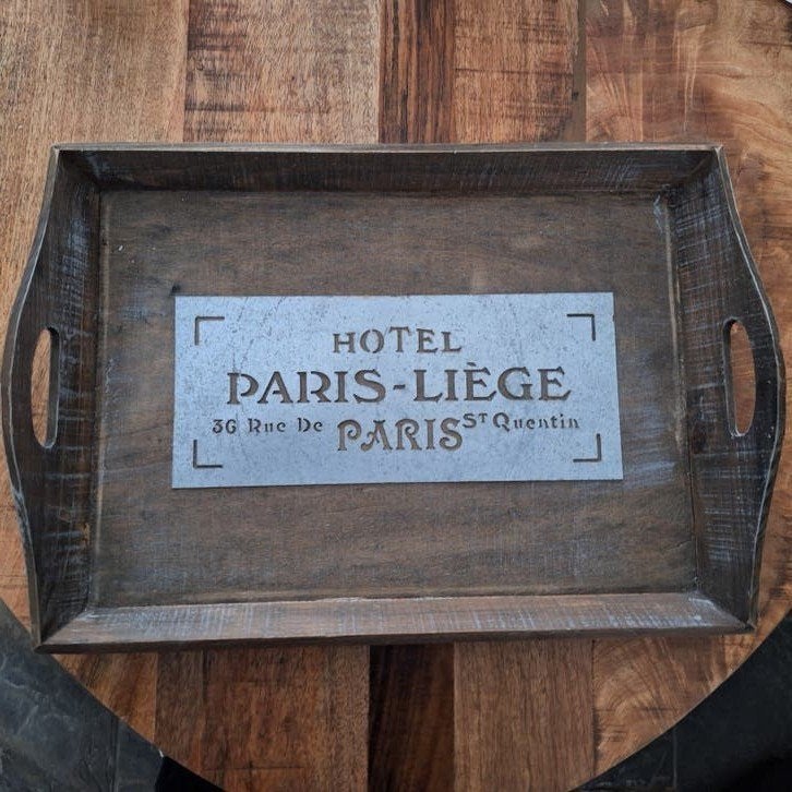 Houten dienblad met Parijs-Liège opdruk, Ophalen of Verzenden