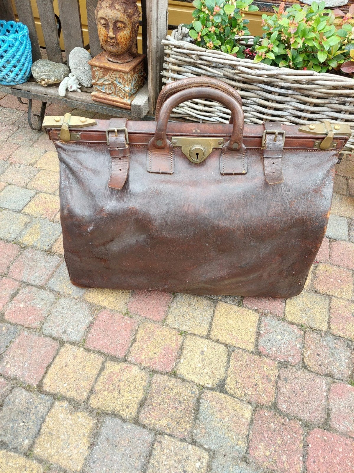 Antieke Leren Reistas / Dokterstas - Vintage Bruin, Ophalen of Verzenden