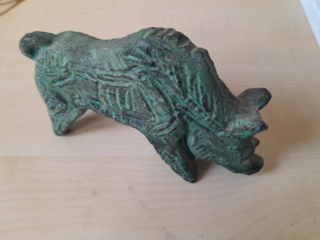 zwaar  metalen wildzwijn figuur 13,5 x 10 cm, Verzenden, Metaal, Overige typen, Zoogdier