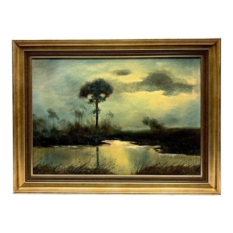 Antonie Willem Michielse (1936-2010) - Vennetje, Nederlandse school, Doek, Ophalen of Verzenden, Landschap
