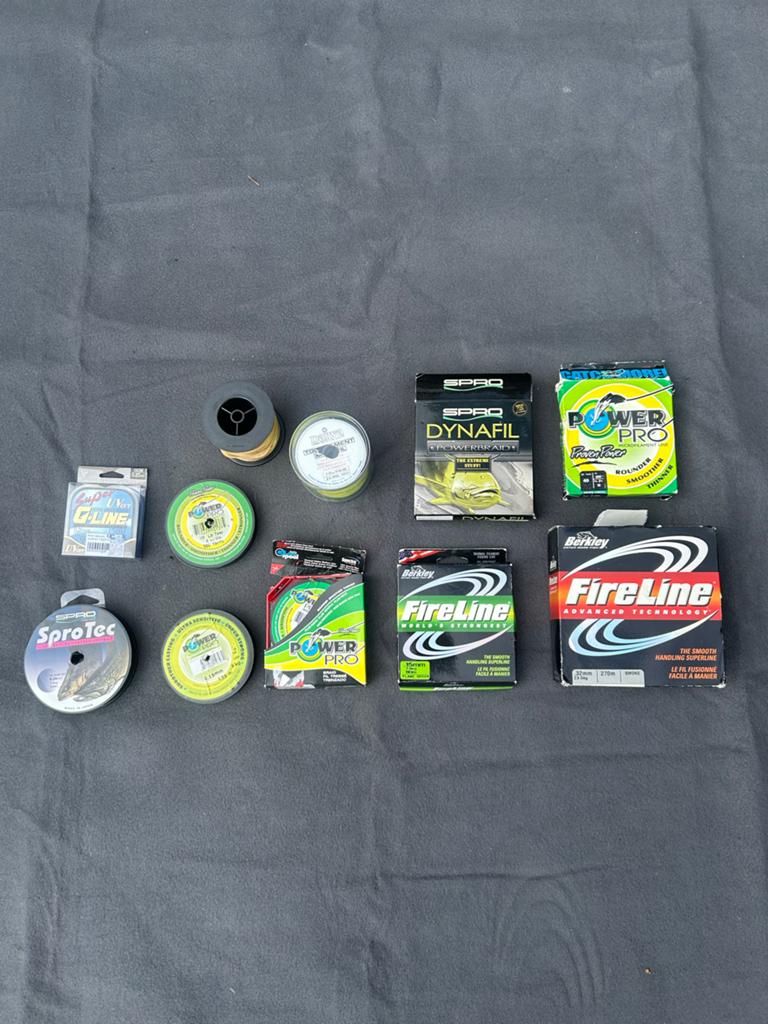 Diverse vislijnen: Power Pro, FireLine, Spro, Daiwa, U-Vet, Ophalen, Gebruikt, Vislijn