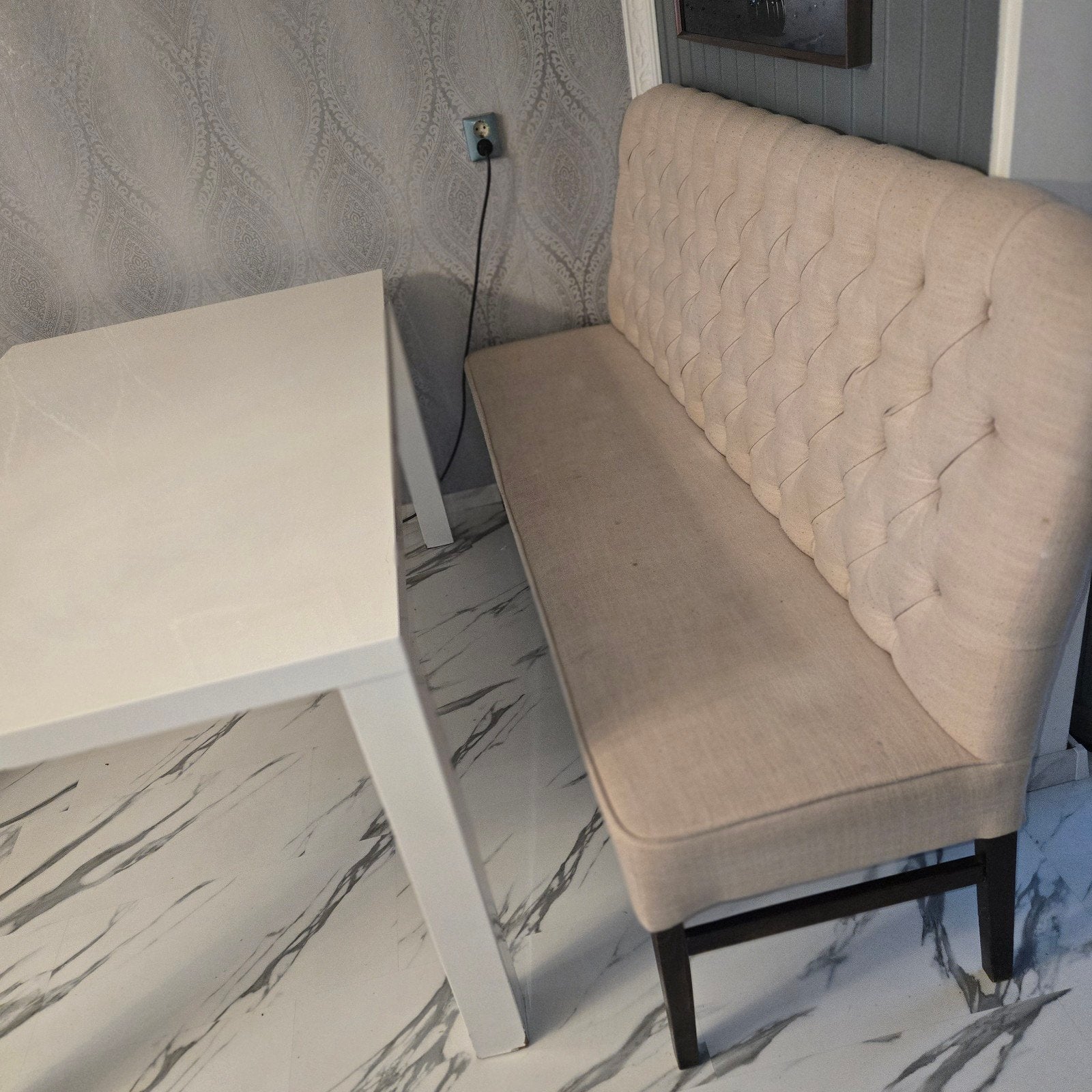 Eetkamerbank met tafel, Huis en Inrichting, Ophalen of Verzenden, Tweepersoons