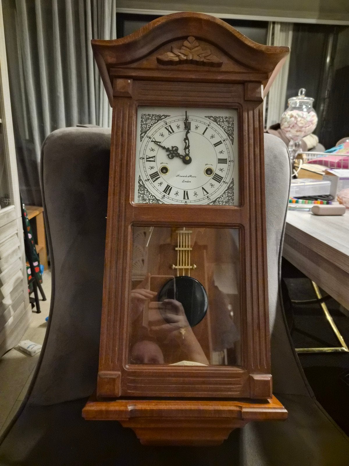 Klassieke Howard Miller Sandringham Regulateur Wandklok, Antiek en Kunst, Ophalen of Verzenden
