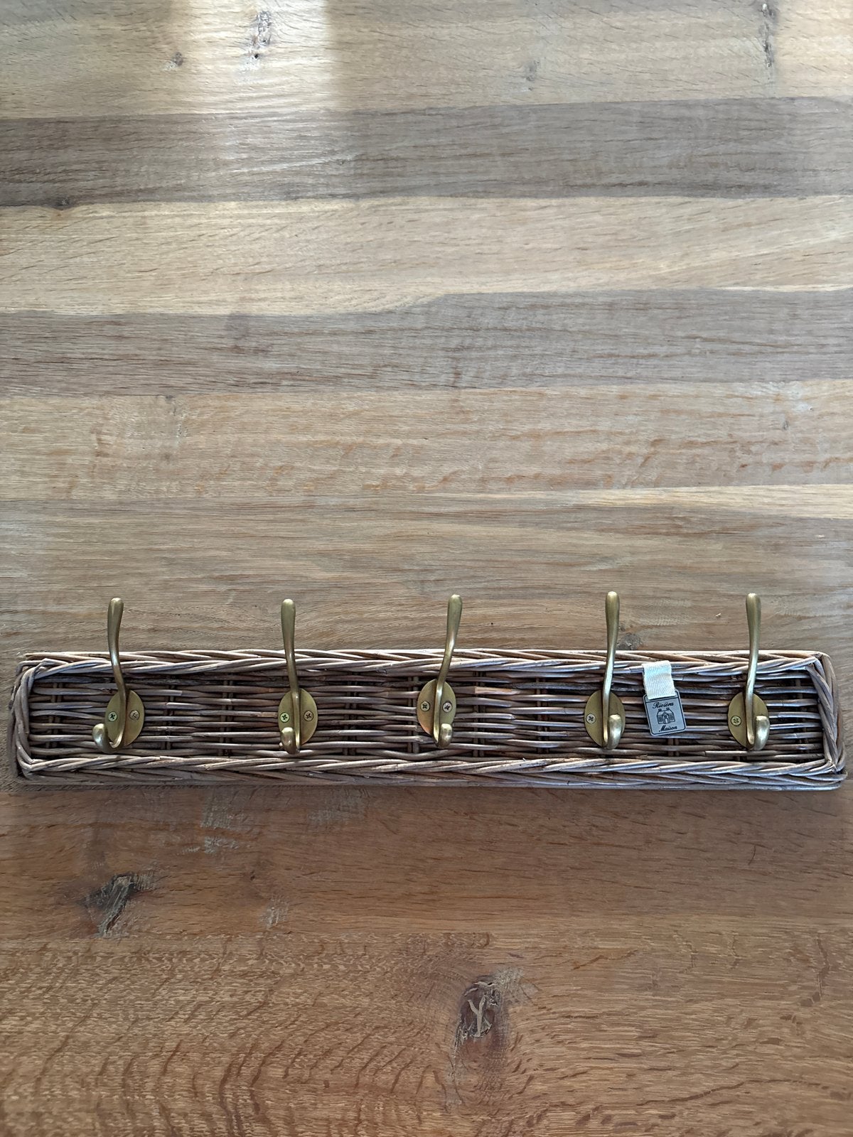 Riviera Maison Rotan wandkapstok met 6 messing haken, Overige materialen, Zo goed als nieuw, Minder dan 100 cm, Ophalen