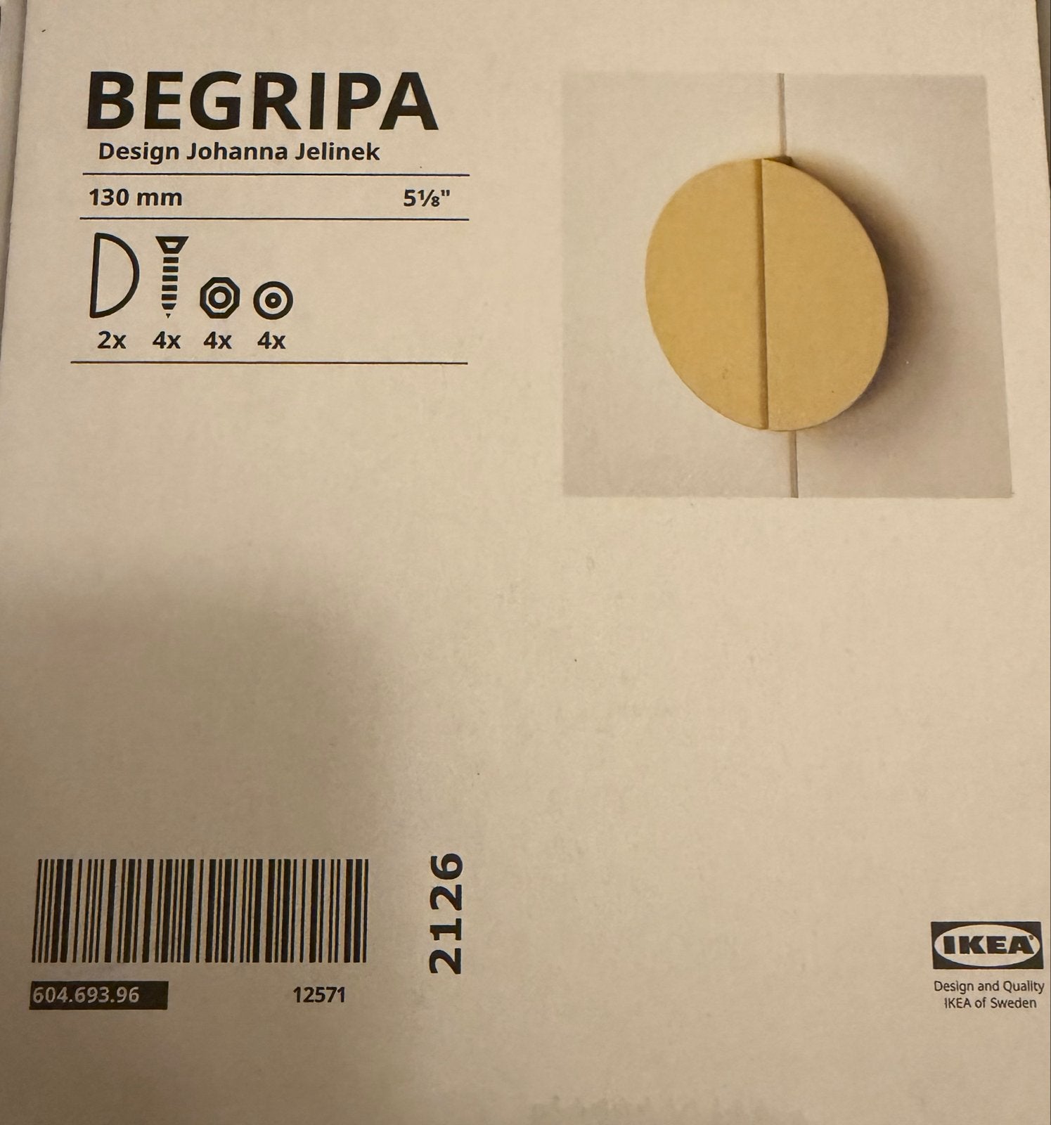 IKEA BEGRIPA Handgreep Geel - 130 mm 6 handgrepen, Ophalen of Verzenden, Nieuw