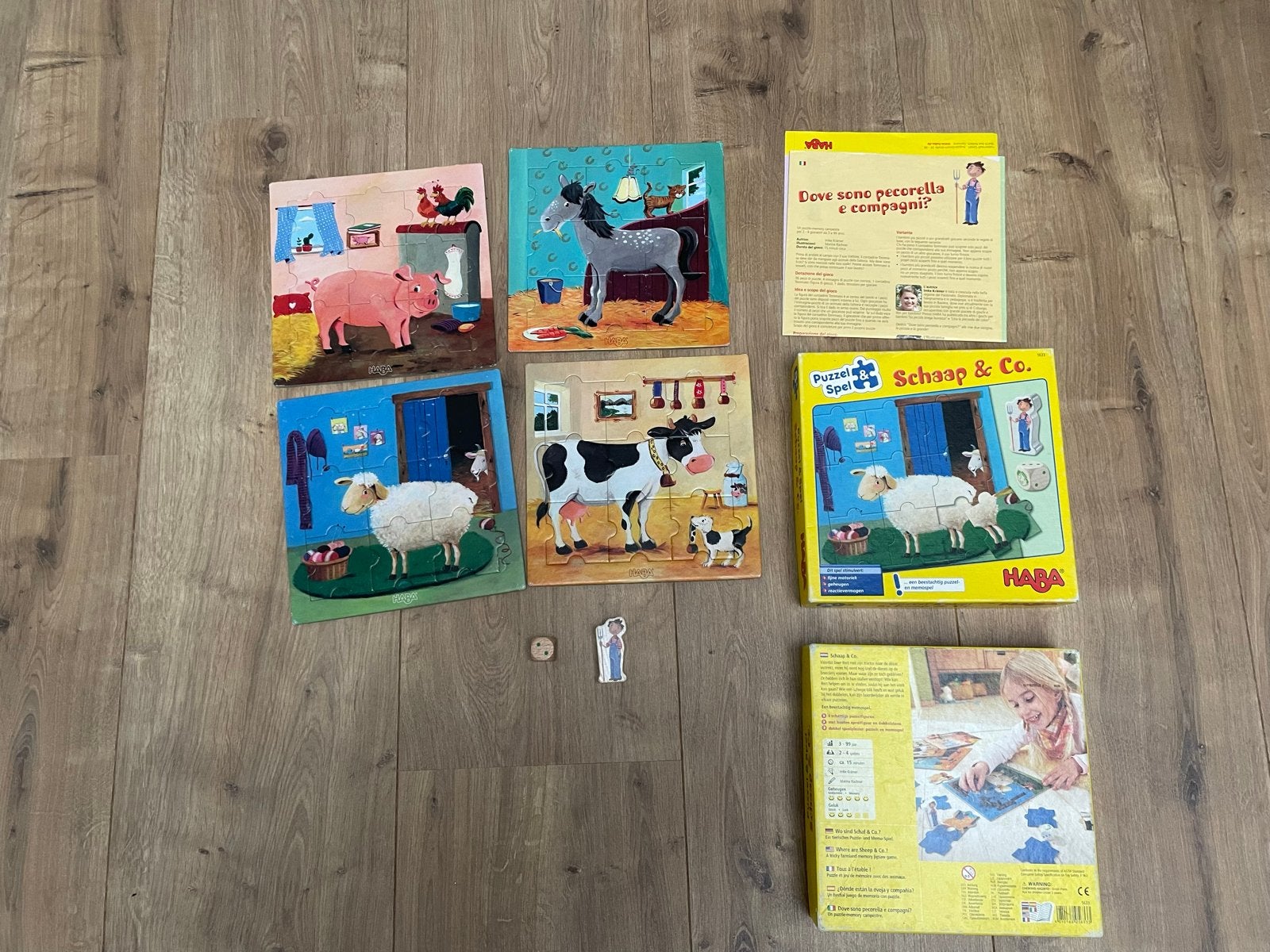 HABA Puzzelspel Schaap & Co. - Boerderijdieren Puzzels, Ophalen of Verzenden, Minder dan 10 stukjes, Gebruikt, 2 tot 4 jaar