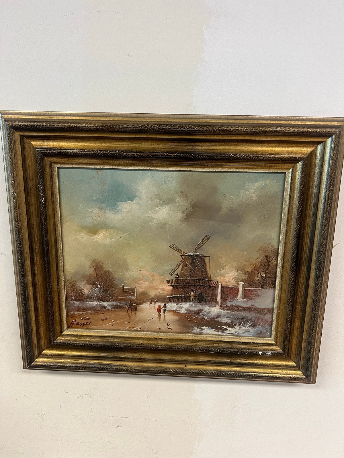 Jan van Hessel - Hollands winterlandschap met molen, Doek, Ophalen of Verzenden, Gesigneerd, Landschap