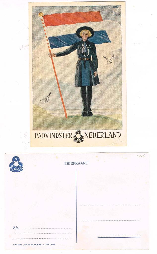 scouting fraaie Padvindsters briefkaart uit 1946 NPG, Ophalen of Verzenden, Zo goed als nieuw, Overige typen