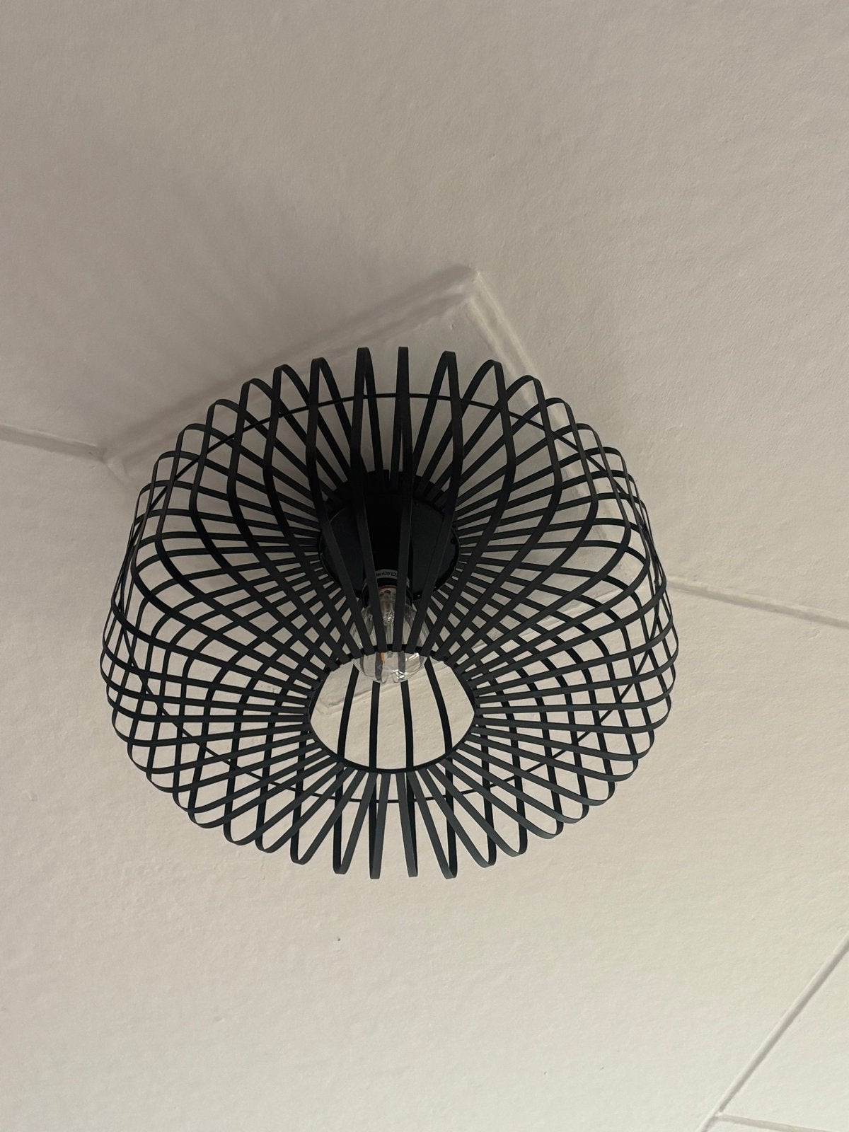 Zwarte metalen plafondlamp - Modern design, Ophalen, Gebruikt, Modern, Zwart