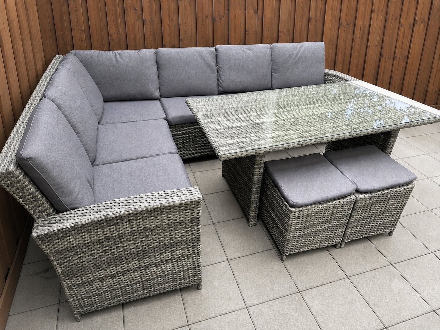 Prachtige 8-persoons wicker tuinset in zeer nette staat, Tuin en Terras, Tuinsets en Loungesets, Ophalen, Bank, Wicker, Tuinset