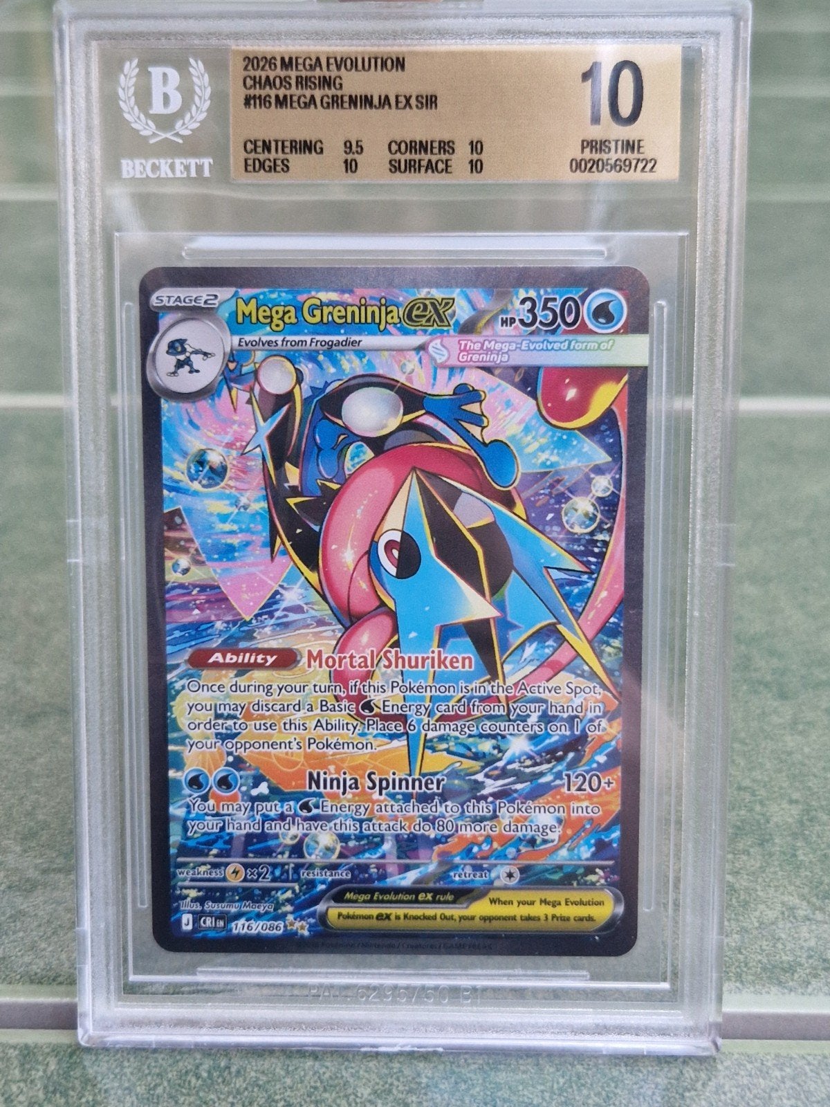 Mega Greninja Pristine 10, Ophalen, Zo goed als nieuw, Losse kaart, Foil
