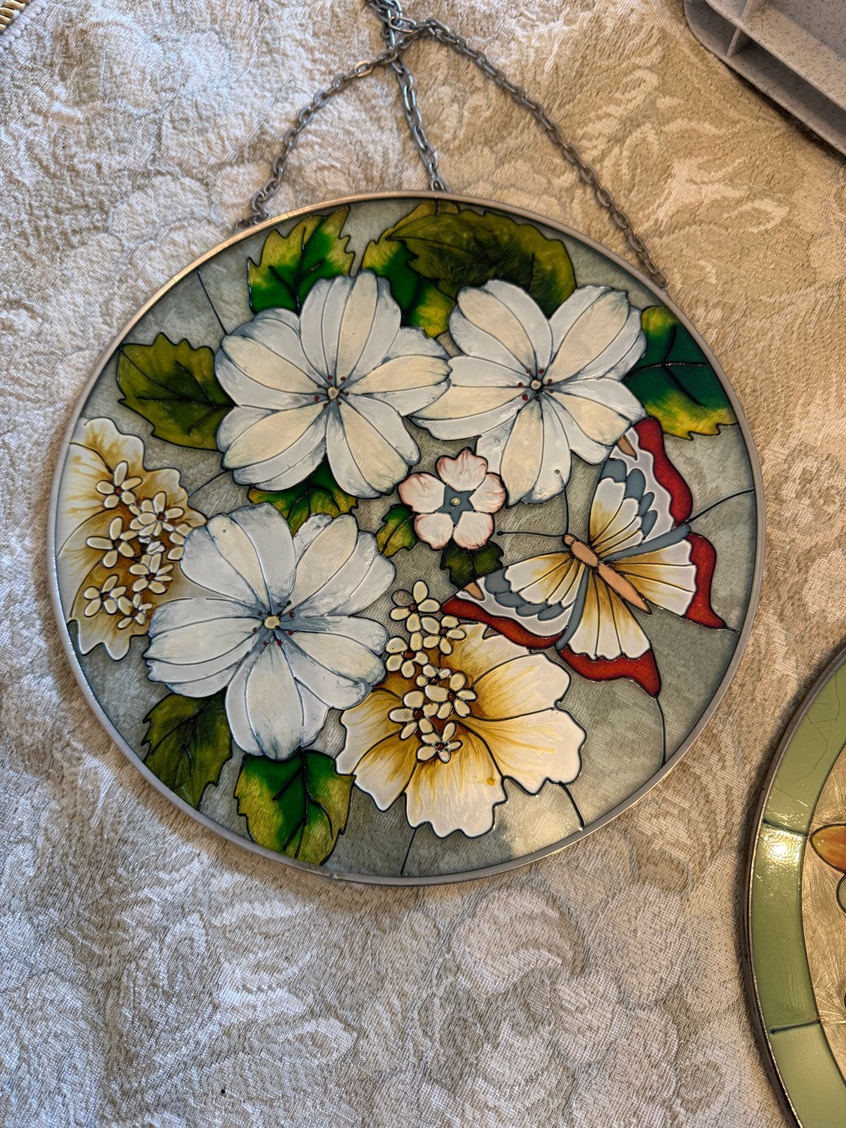 Sierlijke glas in lood decoratie hangbaar, Ophalen of Verzenden