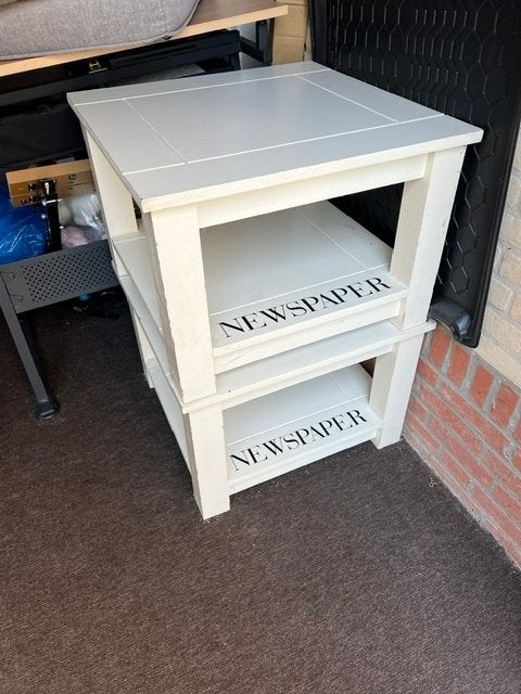 4 witte bijzettafels, Ophalen, Minder dan 45 cm, Gebruikt, Vierkant