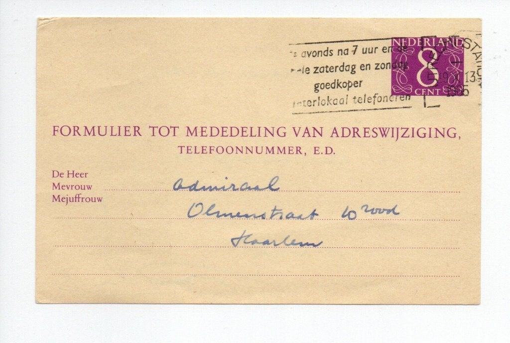 Postwaardestuk - Adreswijziging. Geuzendam 32, Ophalen of Verzenden, Overige typen