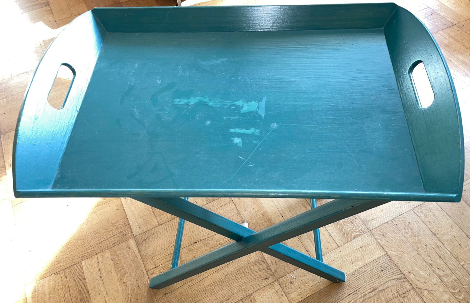 Bijzettafel Dienblad Groen Hout tafel 65x43x56h opklapbaar, Ophalen of Verzenden, Zo goed als nieuw, Hout