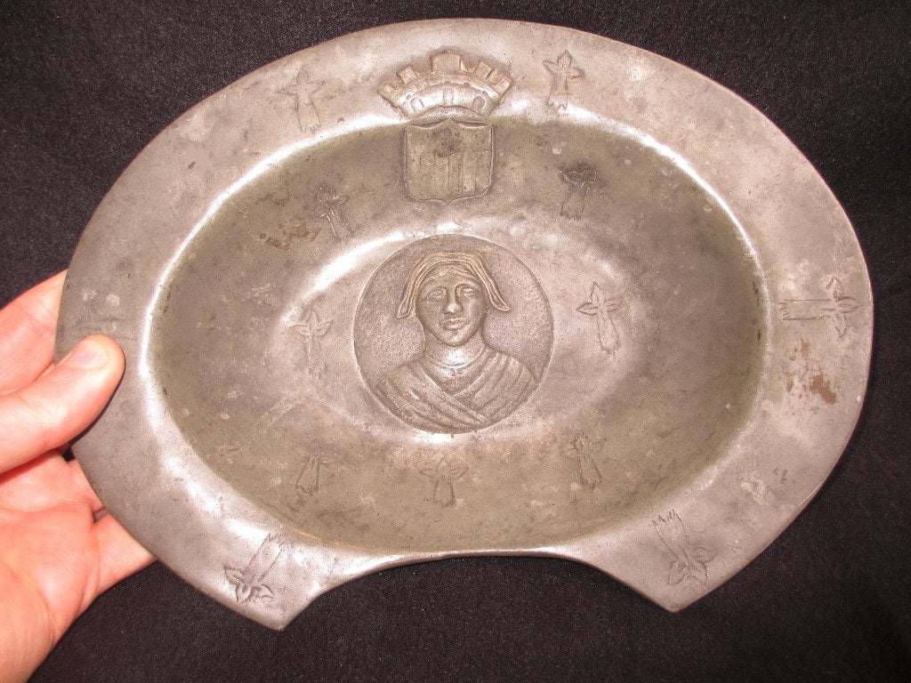 Tinnen kappers scheerhaven Antiek Arthur Chaumette 19e eeuw, Antiek en Kunst, Ophalen of Verzenden