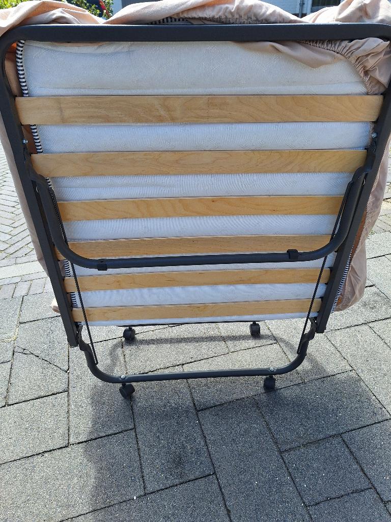 Logeerbed, opklapbaar met hoes, Ophalen, Eenpersoons, Zwart, 190 cm of minder