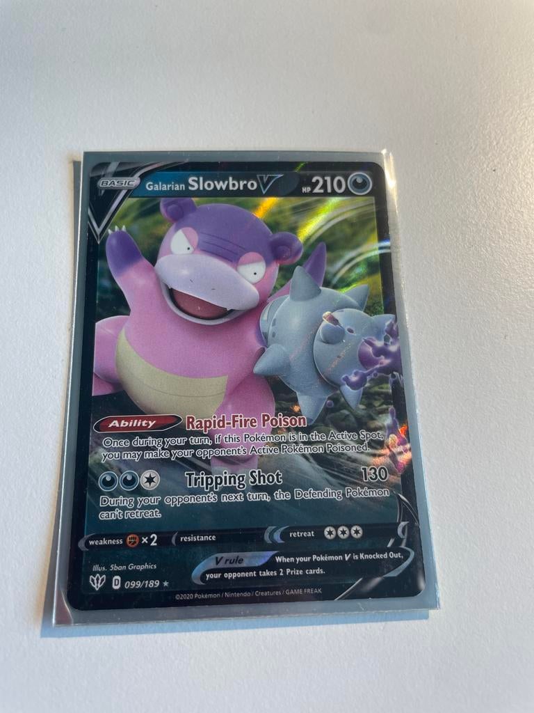 Pokémon Galarian Slowbro V kaart, Verzenden, Zo goed als nieuw, Losse kaart, Foil