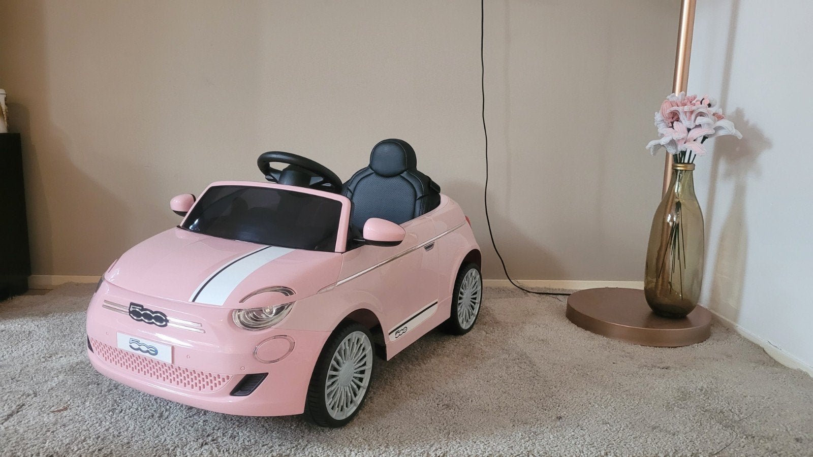 Roze fiat 500 elektrische kinderauto, Ophalen of Verzenden, Zo goed als nieuw