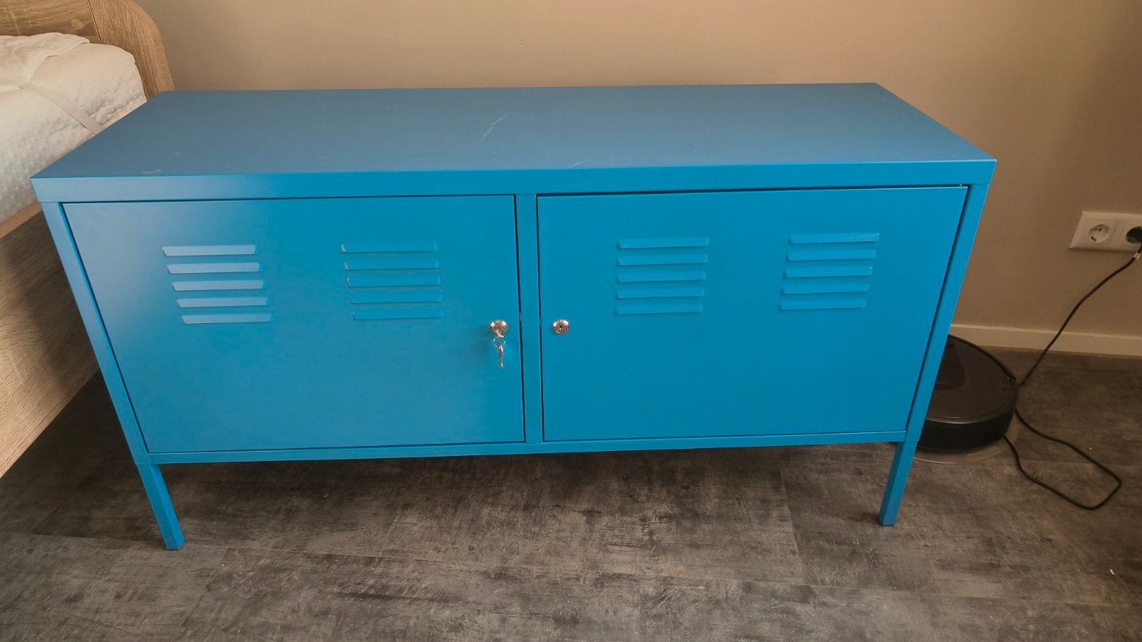 Blauwe metalen Ikea PS kast met sleutels, Ophalen, Gebruikt, Industrieel