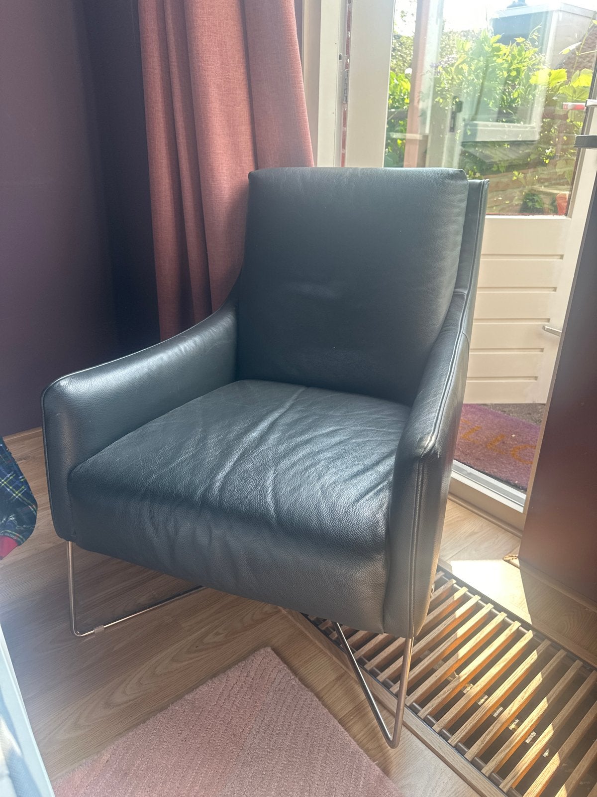 Italsofa Leren Fauteuil - Zwart, Zo goed als nieuw, Ophalen, Zo goed als nieuw, 50 tot 75 cm, Leer