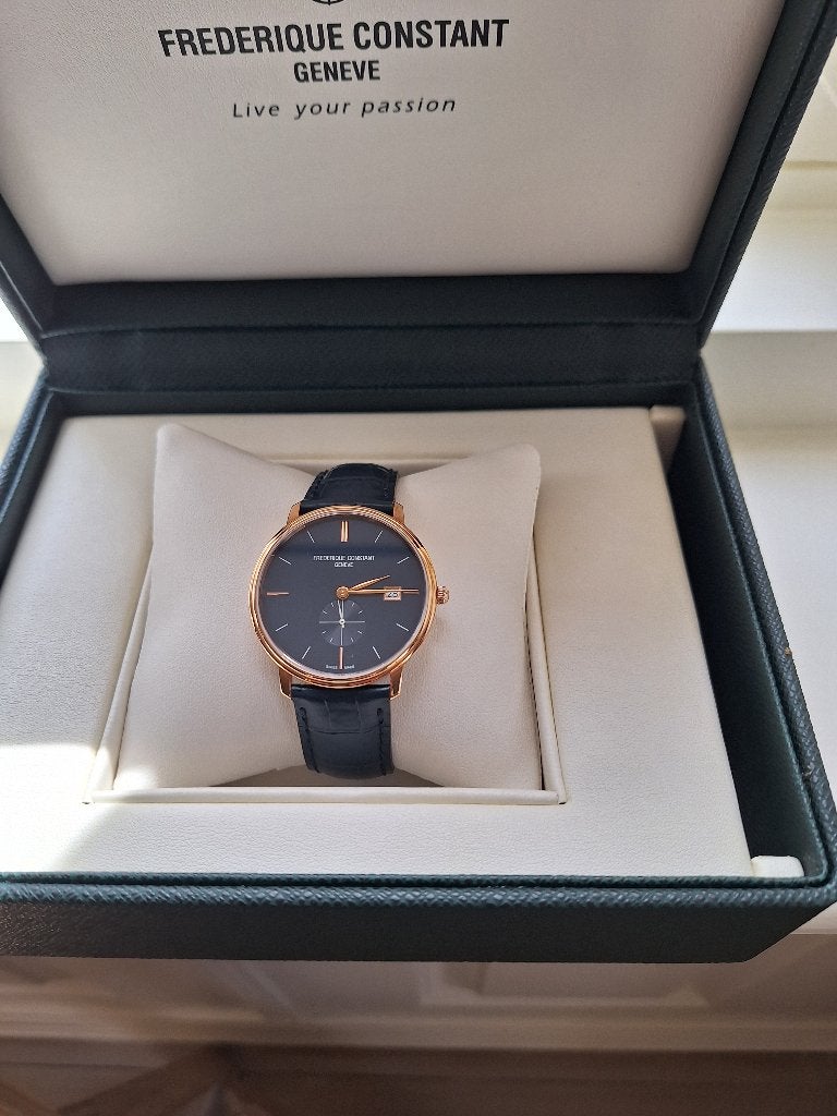 Frederique Constant Slimline Heren Horloge, Overige merken, Leer, Staal, Verzenden