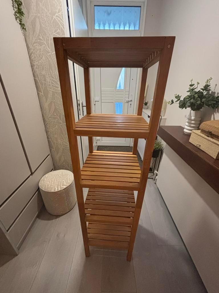 IKEA Houten badkamerrek met 4 planken, Minder dan 50 cm, 100 tot 150 cm, Overige typen, Ophalen of Verzenden