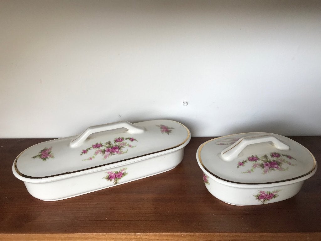 Set oud zeepbakje kammen bakje Petrus Regout bloemen, Antiek en Kunst, Ophalen of Verzenden