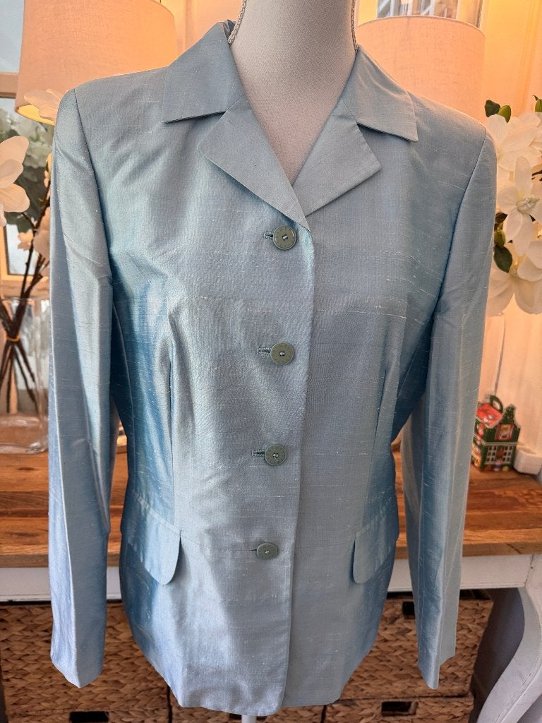 Chique, exclusieve Sky-Blauw jasje Escada, 38-40/M, zijde, Kleding | Dames, Verzenden, Nieuw, Maat 38/40 (M), Blauw
