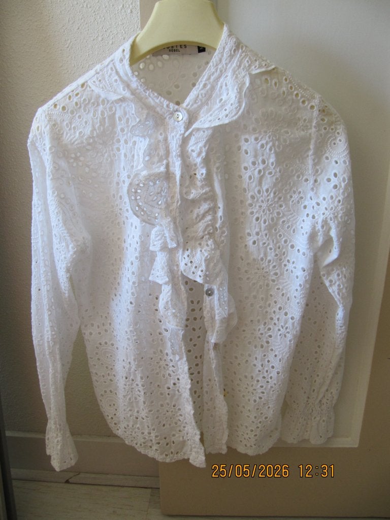 witte zomerse broderie dames blouse COSTES rebel maat M, Kleding | Dames, Maat 38/40 (M), Wit, Ophalen of Verzenden, Zo goed als nieuw
