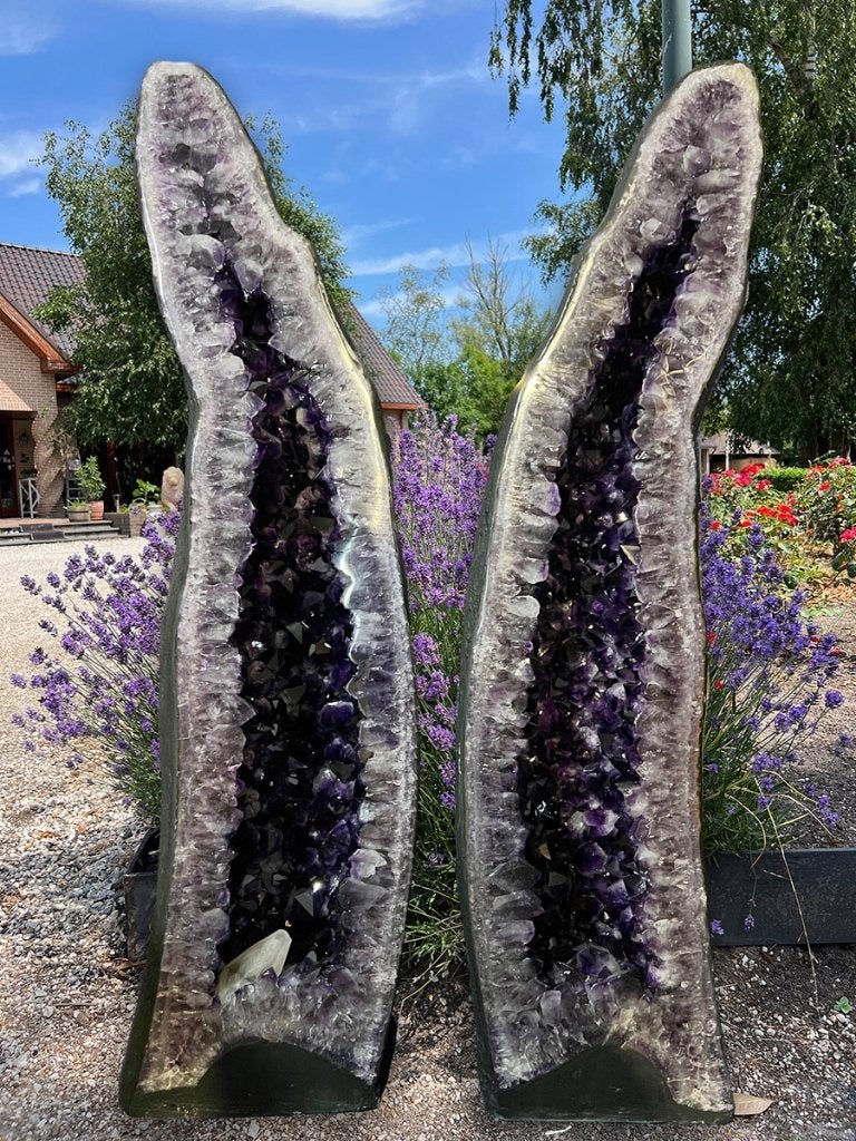 Amethist twin geodes (94-95) van 120 en 107 kg, Ophalen of Verzenden, Mineraal