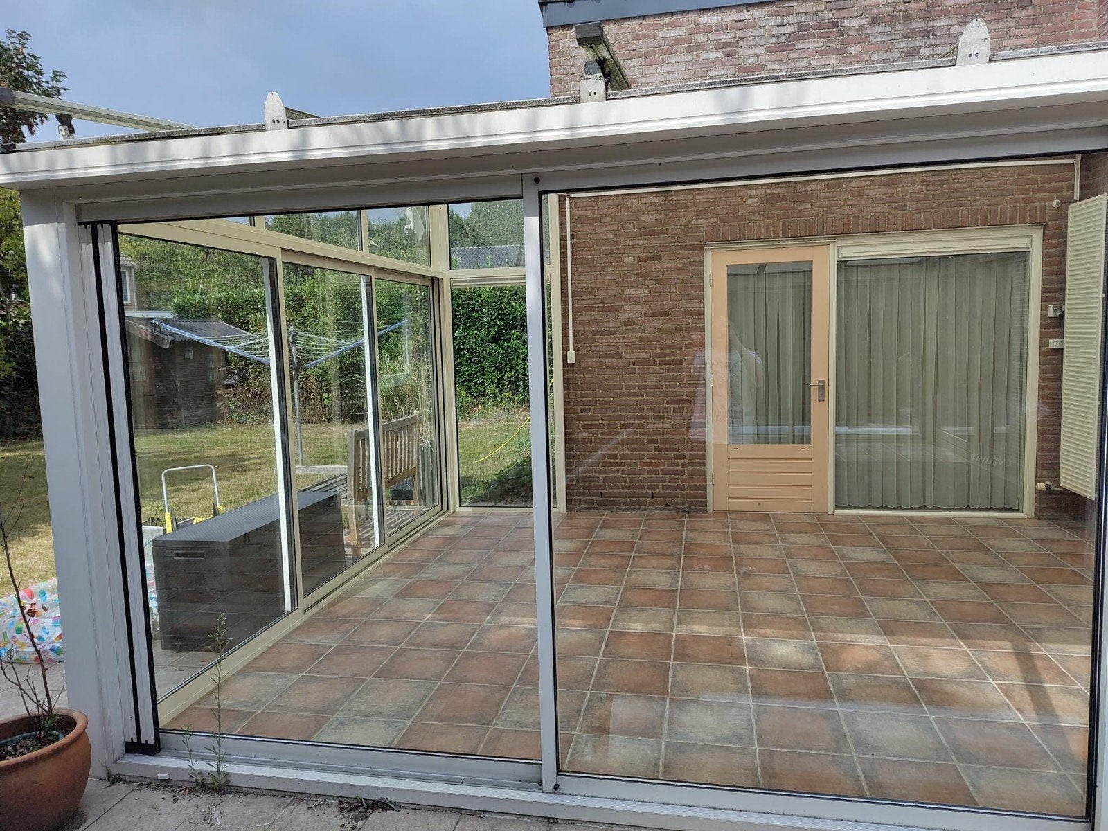 Gedemonteerde aluminium serre met dubbel glas (5x4m), Tuin en Terras, Ophalen, Zo goed als nieuw, Veranda