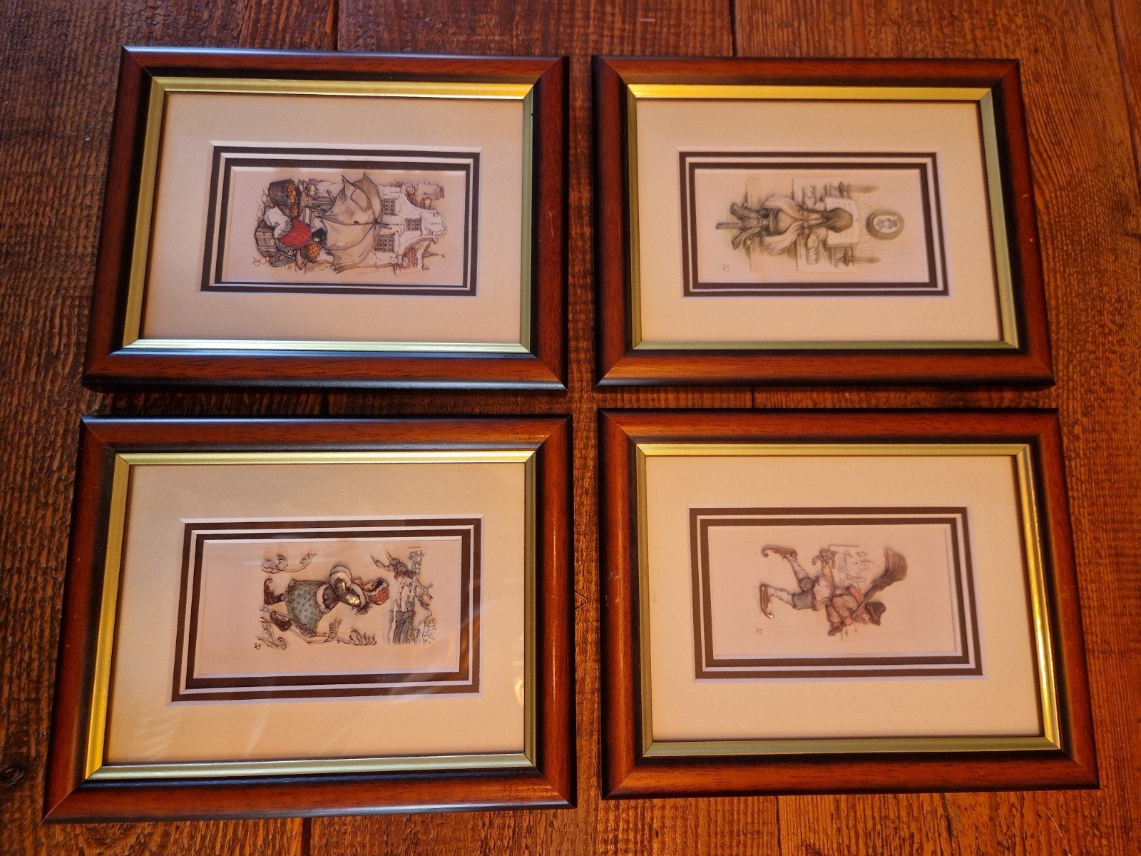 complete set van vier Anton Pieck 3D-schilderijtjes, Ophalen of Verzenden