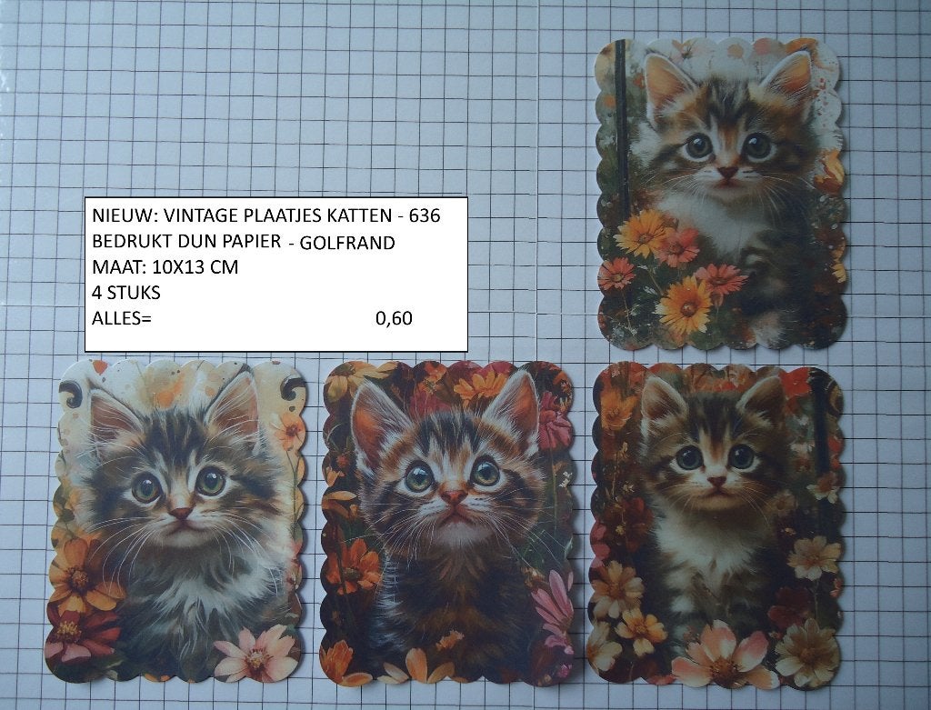 ⚠️nu 0,40: vintage plaatjes katten 636 ( alleen verzenden, Hobby en Vrije tijd, Kaarten | Zelf maken, Ophalen, Nieuw, Dieren, Knipvel