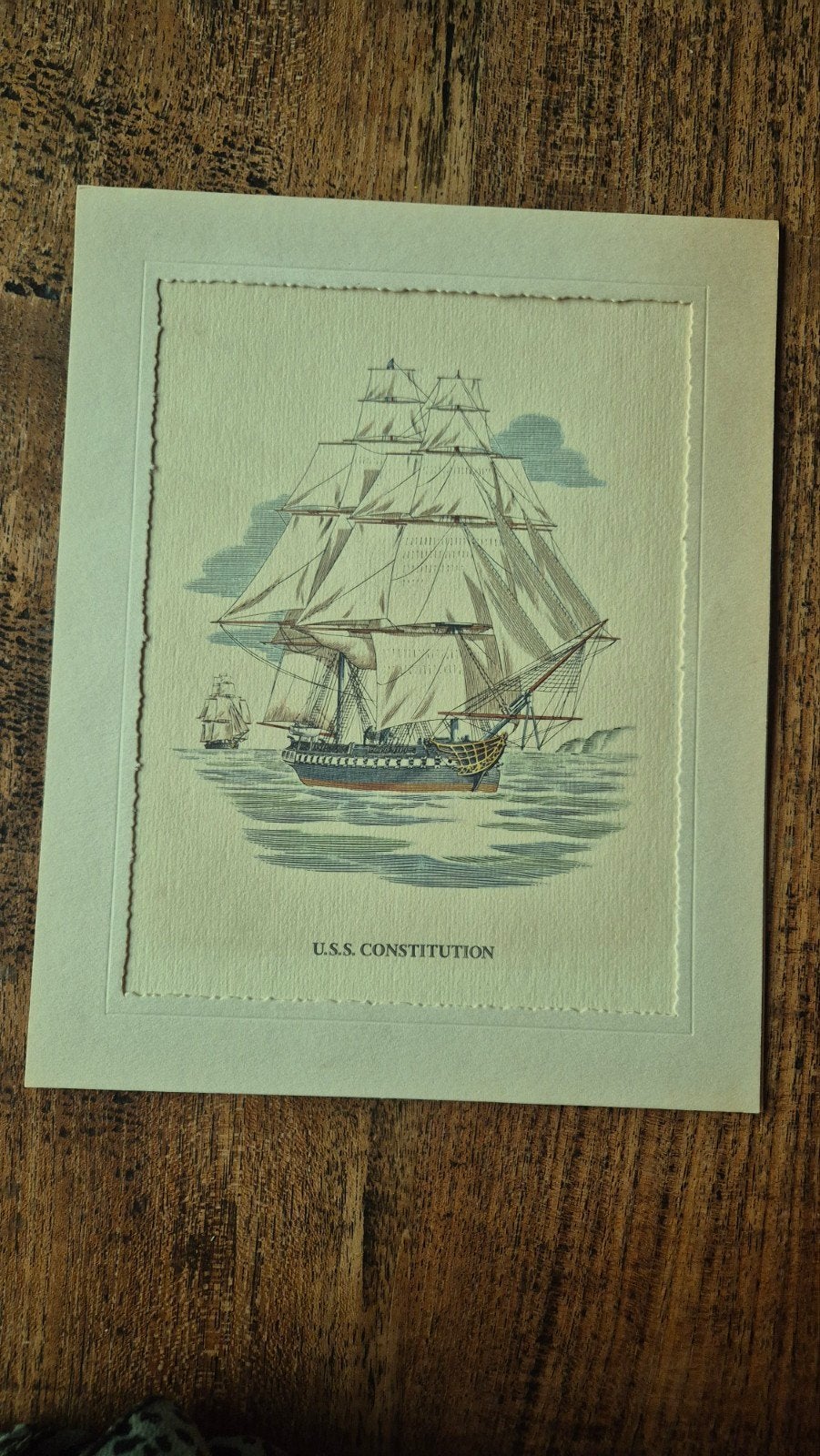Historische Print USS Constitution, Ophalen of Verzenden, Print, Prent, Ingelijst