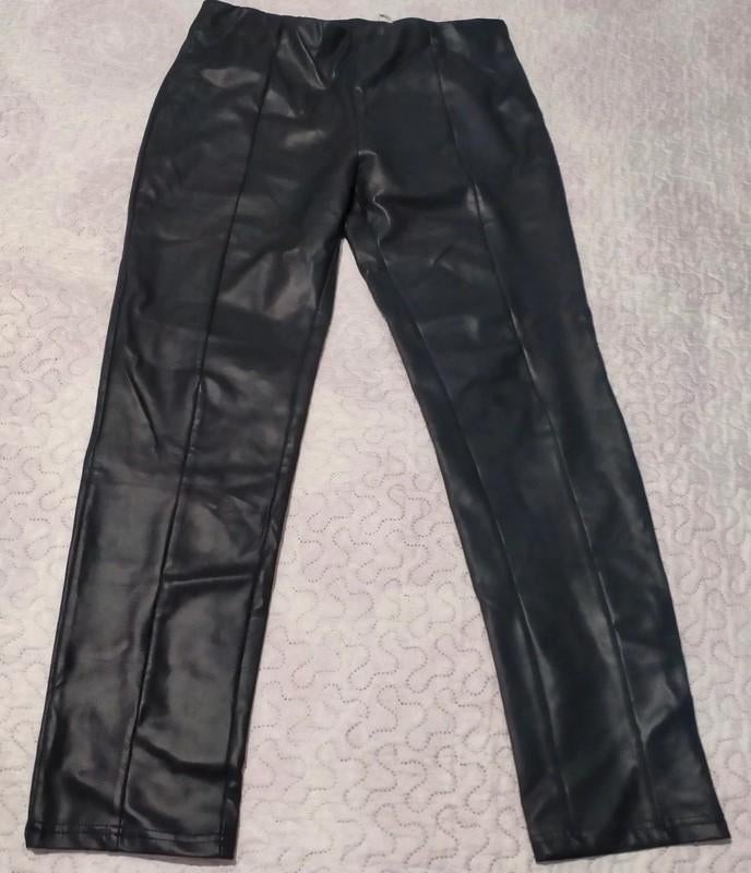 zwarte pantalon faux leather broek, Verzenden, Zwart, Maat 46/48 (XL) of groter, Zo goed als nieuw